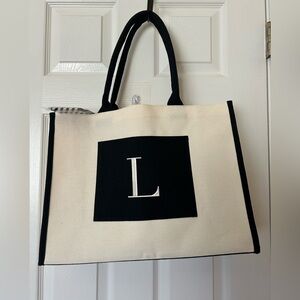 Personalized "L" Canvas Tote Bag  / BRAND NEW